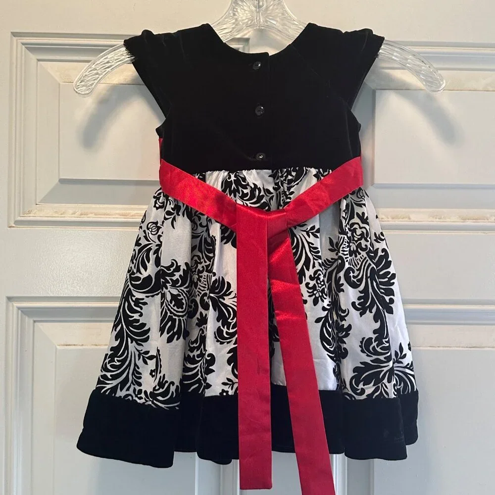 Jona Michelle Girls Party Dress Print Black/White/Red Size 2T - Picture 5 of 8